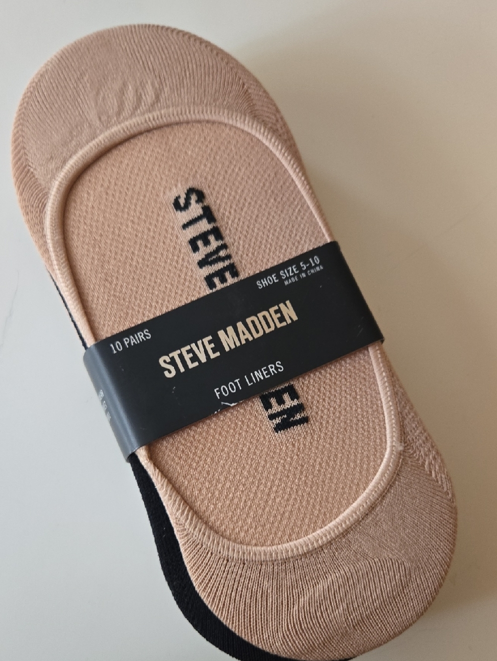 Steve Madden Nude and Black No-Show Foot Liners - 10 Pack